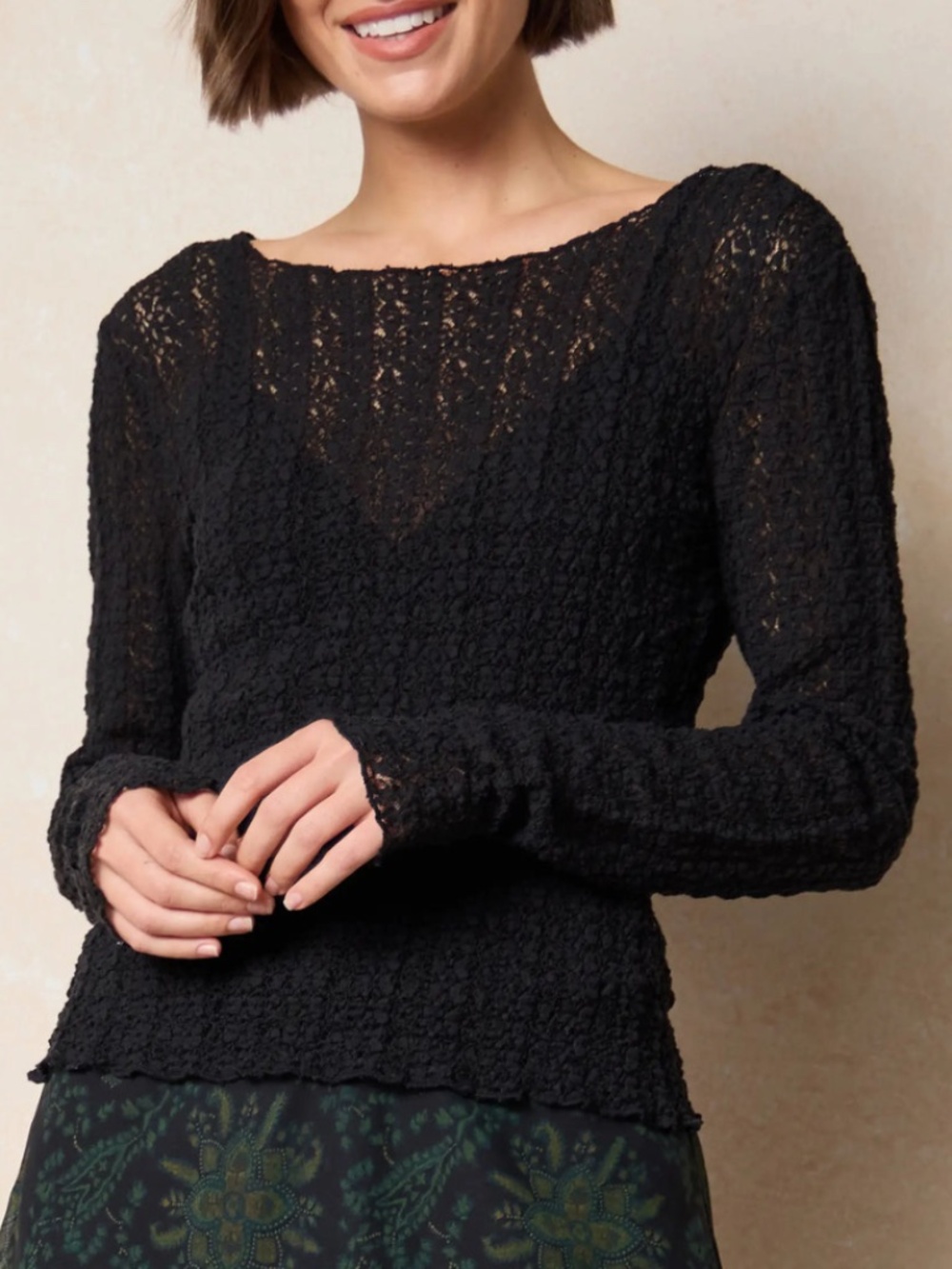 Black Lace Whimsigoth Layering Top- Natural Life Sz Small NWT
